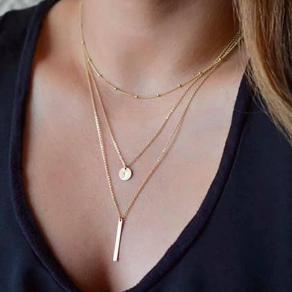 Multi Layer Coin Bar Necklace - Picture 2 of 9